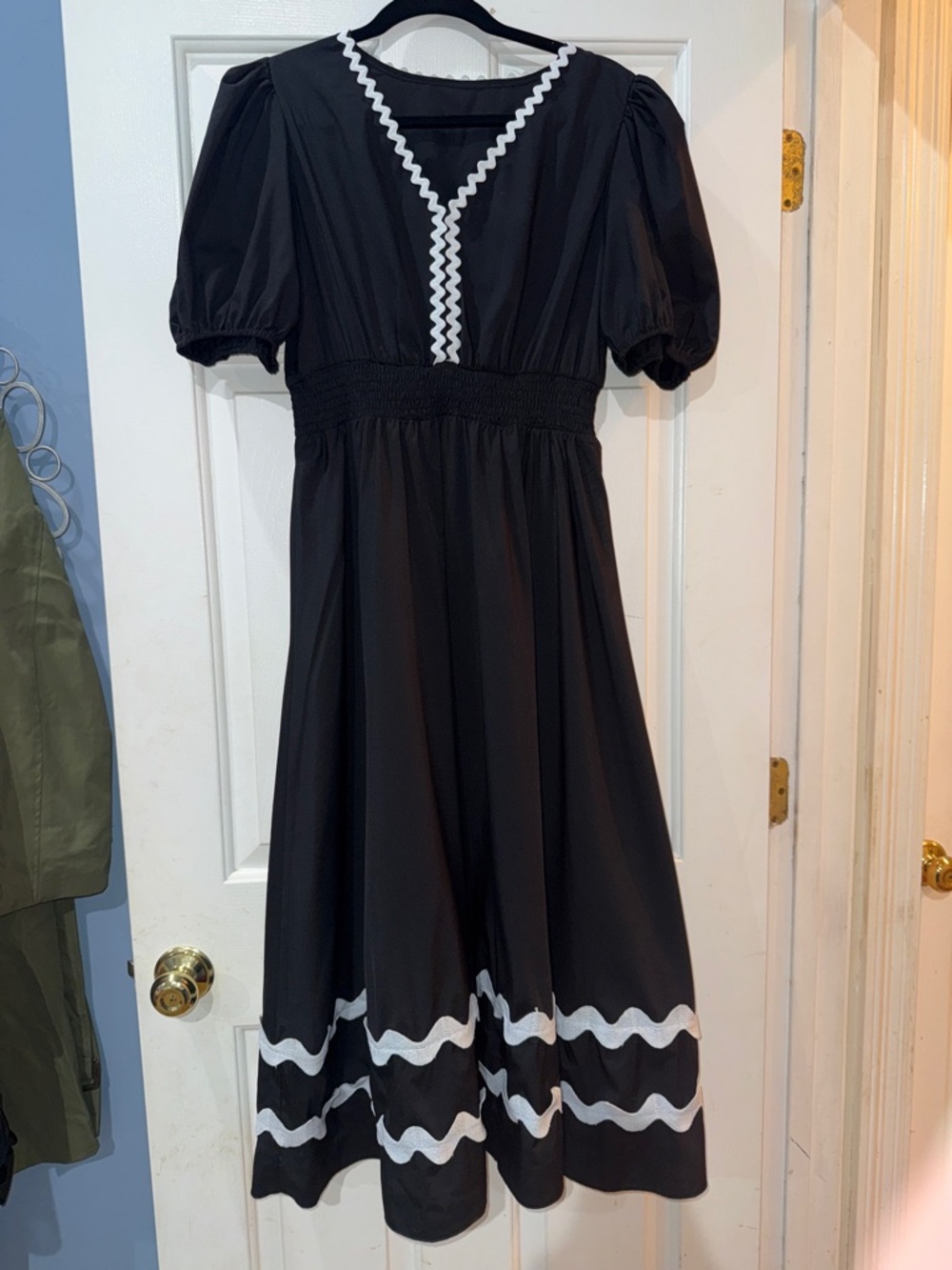 SHEIN Black Maxi Dress with White Trim